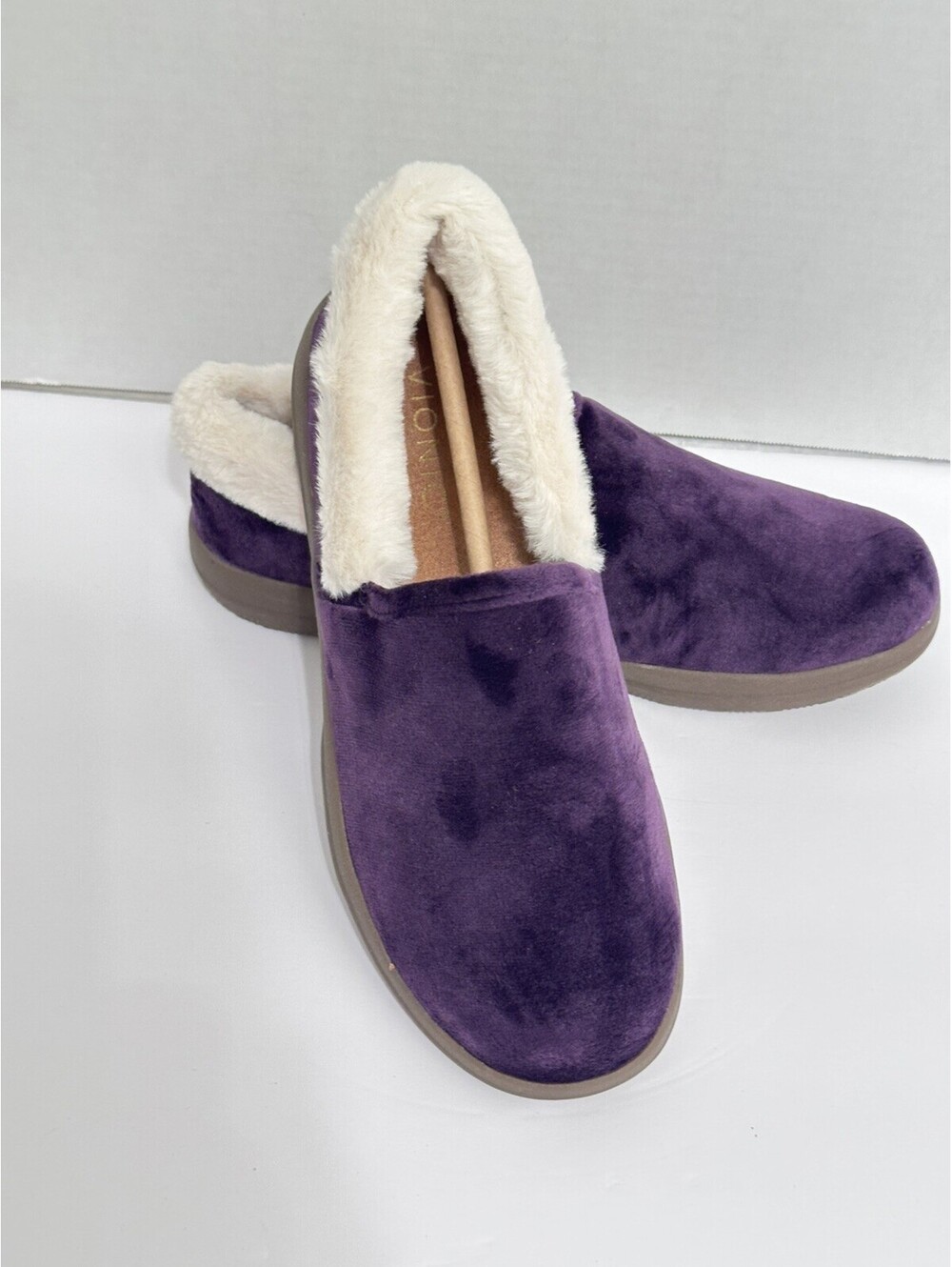 Vionic Clare Purple Women's Faux Fur Cozy Collar Slippers Size 6.5